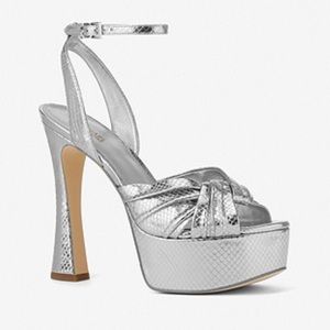 Michael Kors Selena Metallic Snake Embossed Leather Platform Sandal